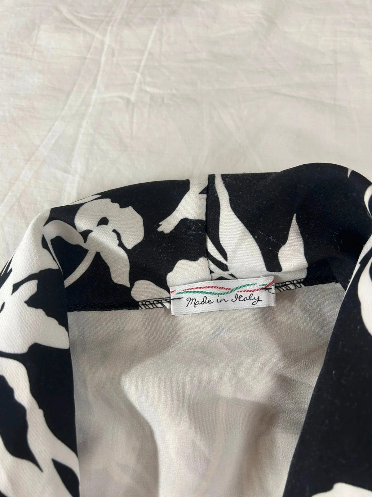 Vintage made in Italy black and white patterned viscose shirt jacket – photo 6